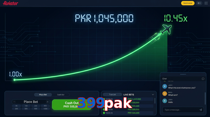 Main screen of 399Pak aviator page for PK players