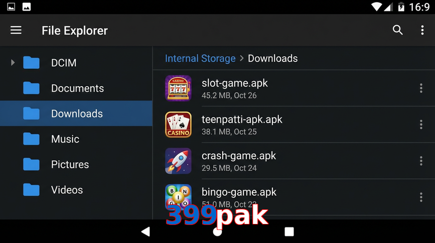 Main screen of 399Pak gameapk page for PK players